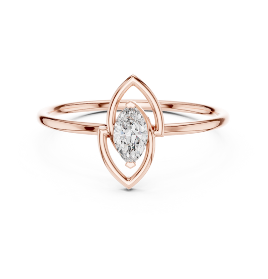 0.16 Carat Floating Marquise Cut Diamond Open Frame Ring | Solid Gold