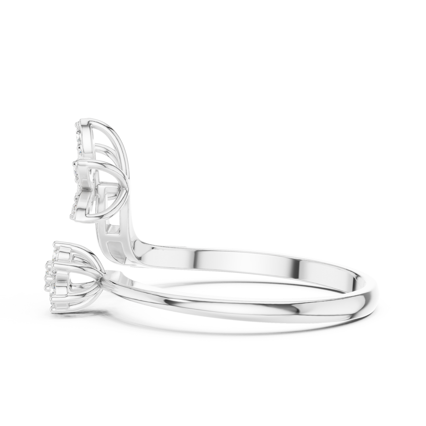 0.20 Carat Diamond Flower Open Bypass Ring | Yellow Gold