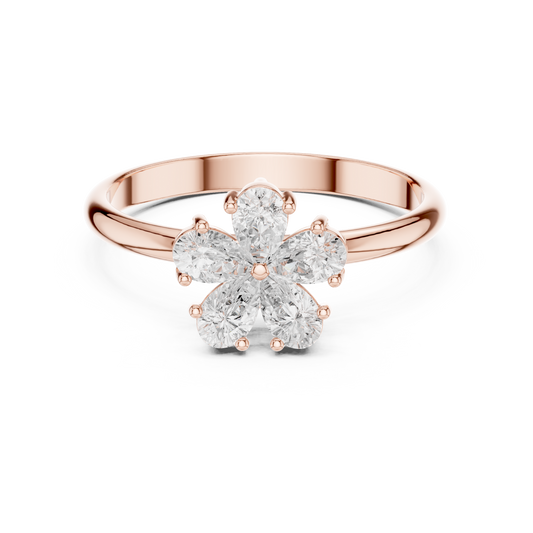 0.46 Carat Pear Cut Diamond Flower Cluster Ring | Solid Gold