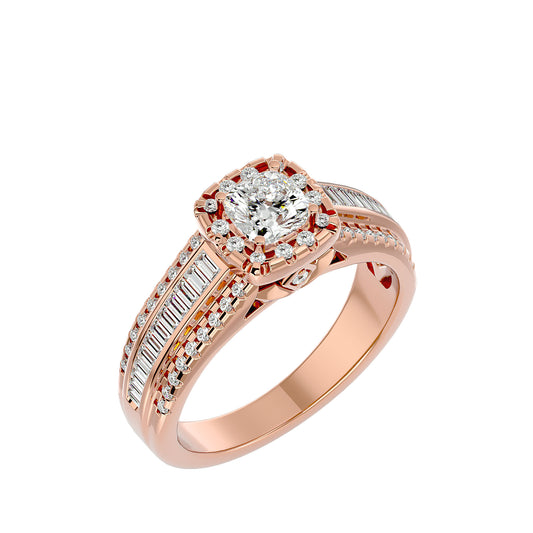 Lumière Beautiful Halo Ring- 1.15 Ct Round Diamond Gold Ring