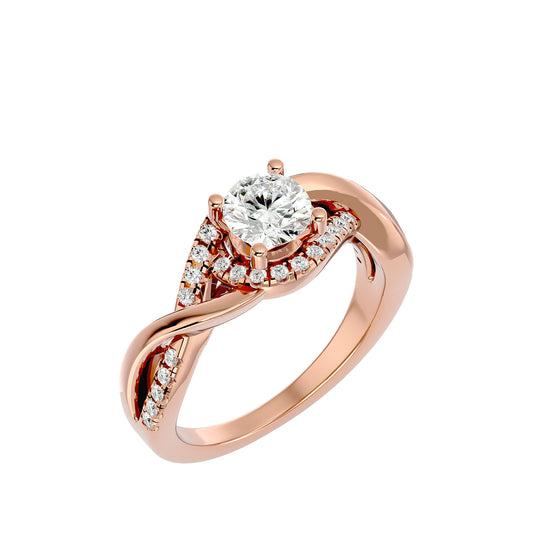 Lumière Beautiful Halo Ring- 1.00 Ct Round Diamond Gold Ring
