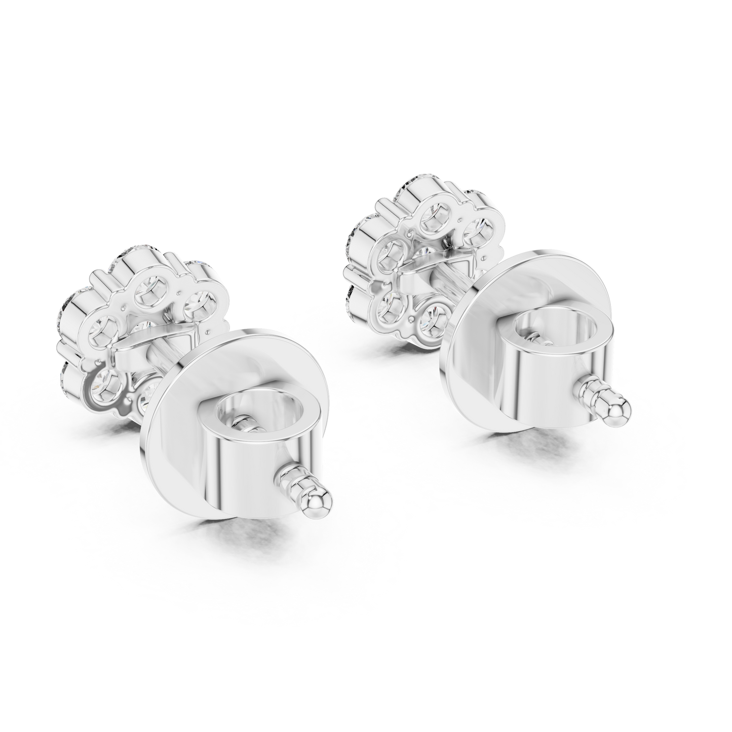 0.42ctw Round Diamond Flower Cluster Stud Earrings - Solid Gold