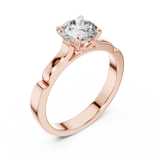 1CTW Scalloped Solitaire Diamond Ring in Yellow Gold