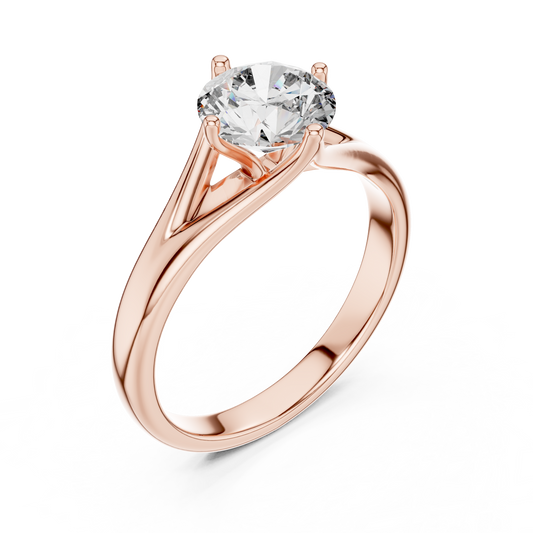 1CTW Classic Cathedral Solitaire Diamond Ring in Yellow Gold