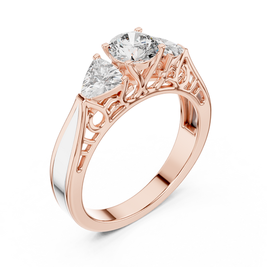 Vintage-Inspired Three-Stone Diamond Filigree Ring:1.02CTW