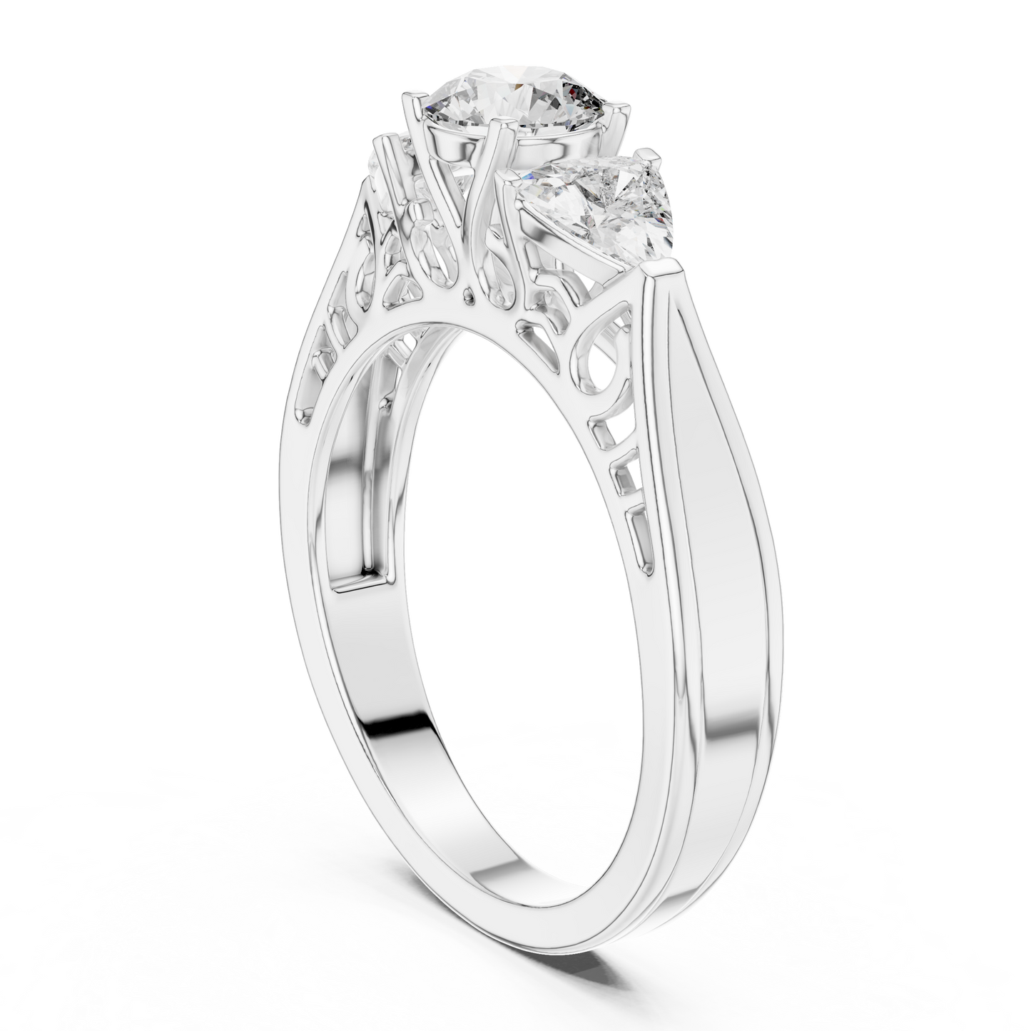 Vintage-Inspired Three-Stone Diamond Filigree Ring:1.02CTW