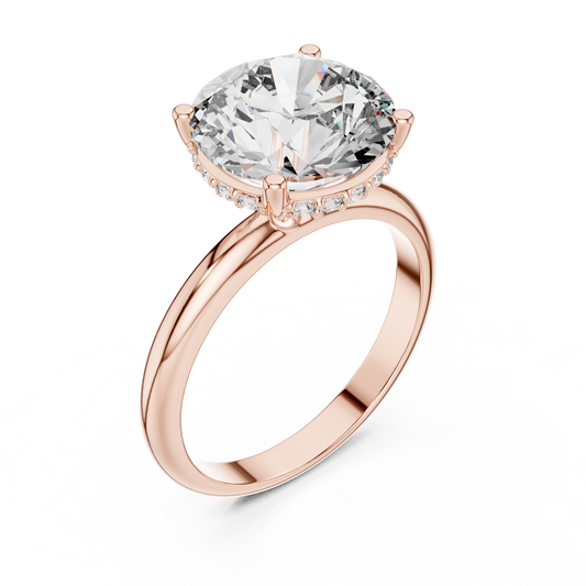 Yellow Gold Hidden Halo Round Diamond Solitaire Ring : 3.89CTW