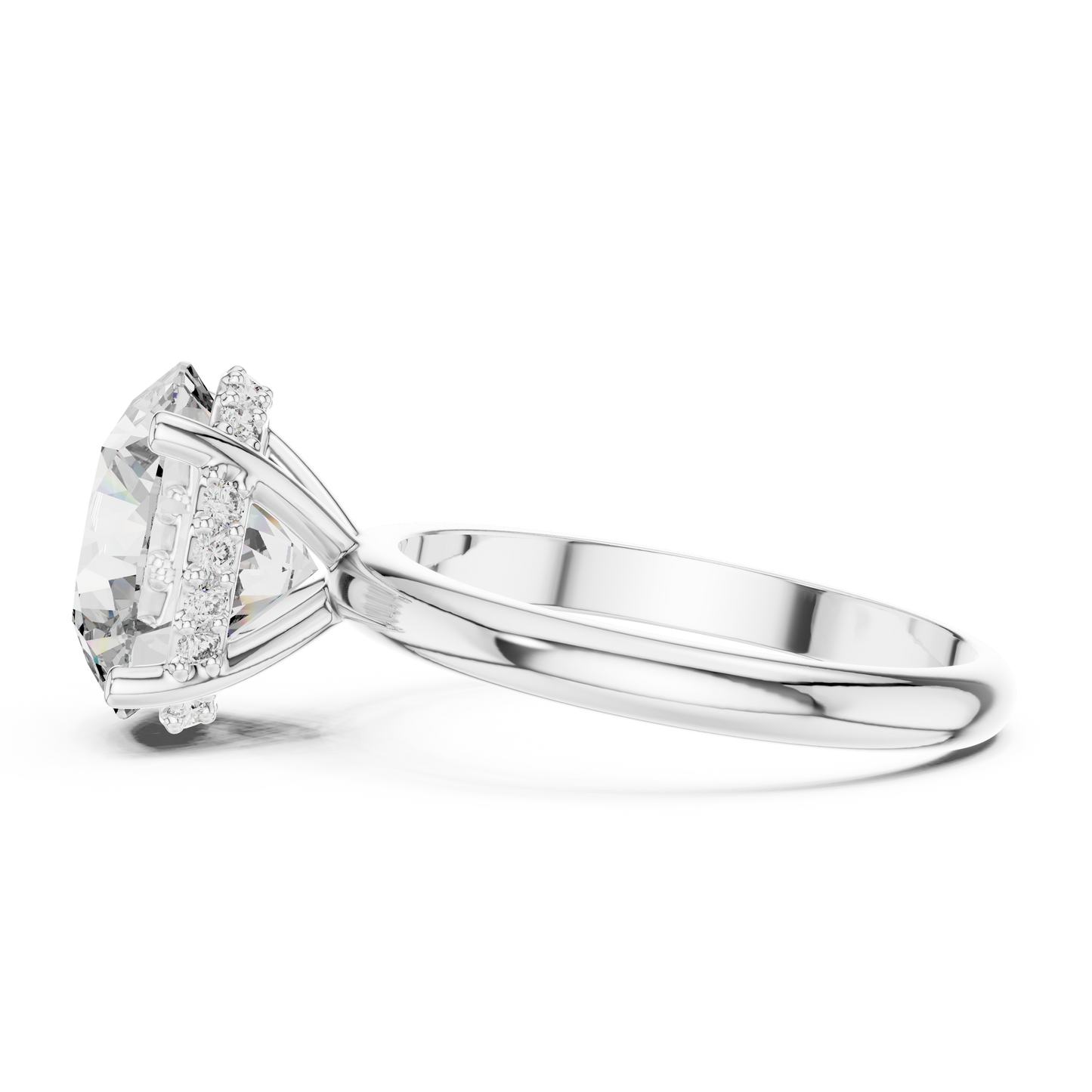 Yellow Gold Hidden Halo Round Diamond Solitaire Ring : 3.89CTW