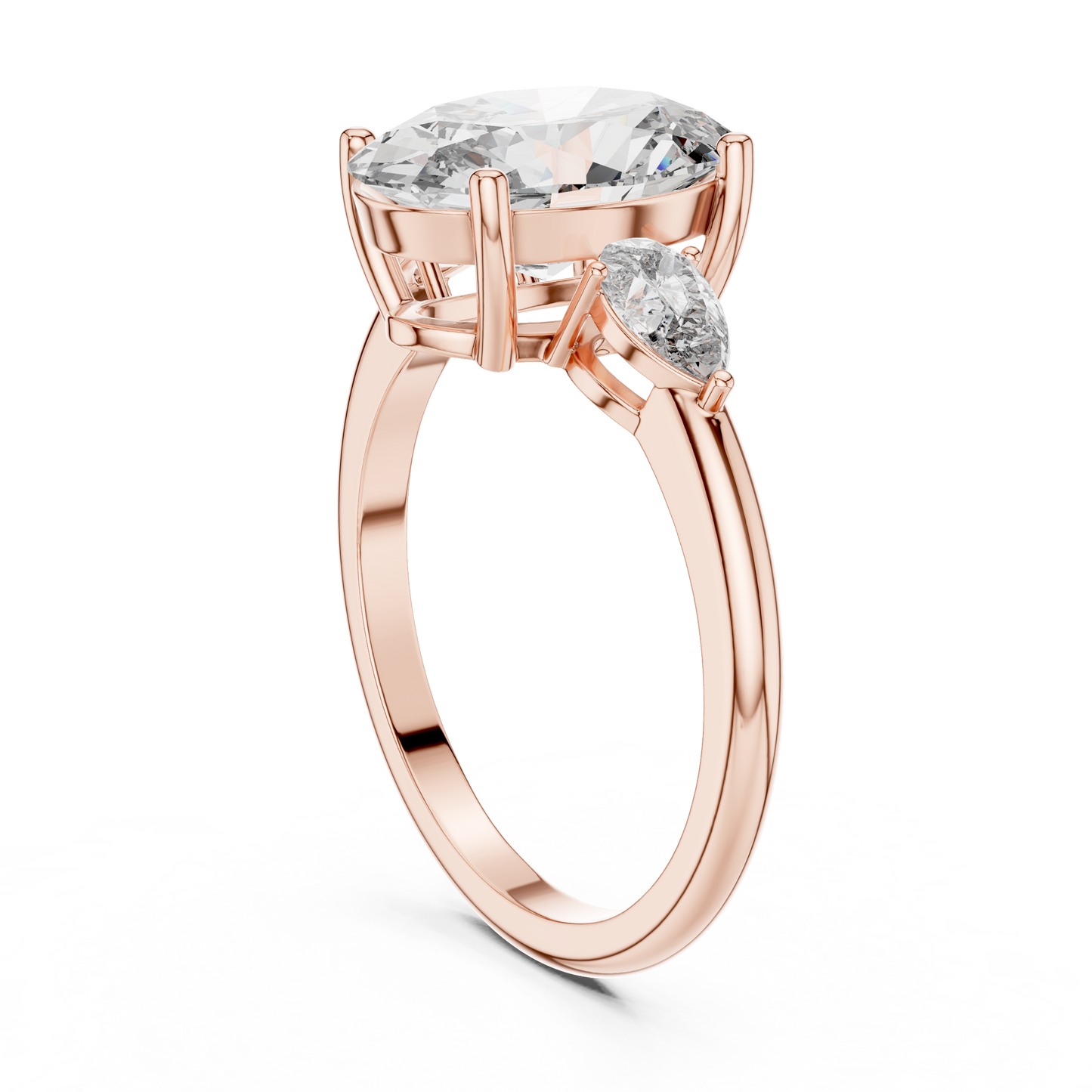 3.1CTW Oval and Pear Three-Stone Diamond Statement Ring in Yellow Gold