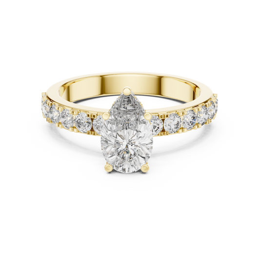 1.72CTW White Gold Pear Cut Diamond Solitaire Engagement Ring