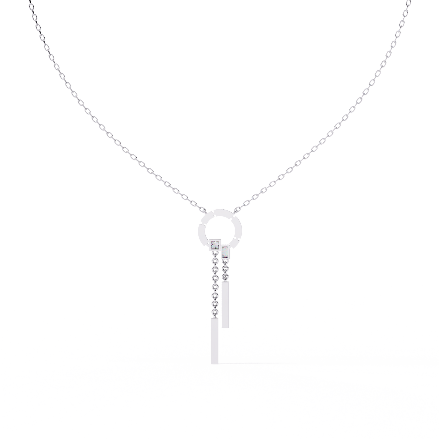Effortless Flow Circle & Bar Y-Necklace In Gold - 0.38 Ct Diamonds