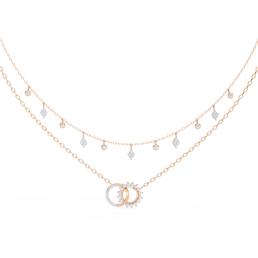The Eternal Bond Interlocking Layered Necklace In Gold - 0.28 Ct Round Diamonds