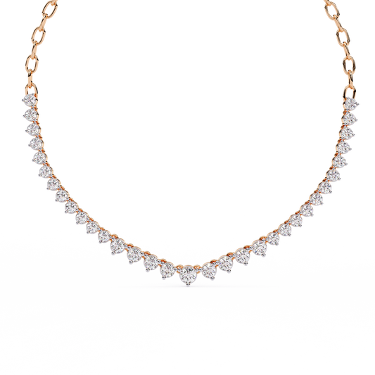 "The Waterfall Cascade" Gold Necklace - 1.29 Graduated Round Cut Diamonds