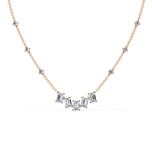 The Signature Multi-Shape Diamond Necklace In Gold - 3.28 Ct