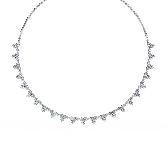 The Floral Lace Diamond Necklace In Gold - 2.14 Ct Round Brilliant Cut