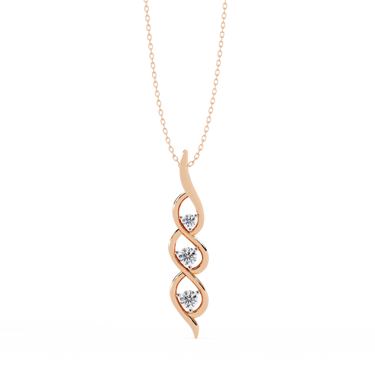 Vertical Infinity Diamond Pendant In Gold- 0.20 Ct Round Brilliant Cut