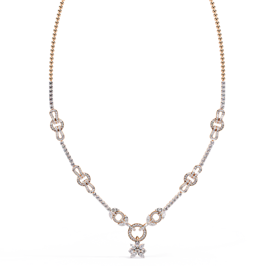 Intertwined Radiance Necklace In Gold- 5.74Ct Round Brilliant Cut Lab Grown Diamonds