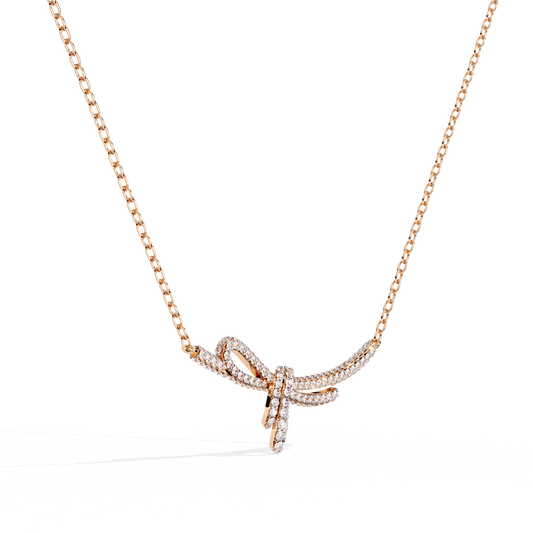 The 'Knot of Love' Diamond Gold Necklace- 0.90 Ct Round Brilliant Cut Lab Grown Diamonds