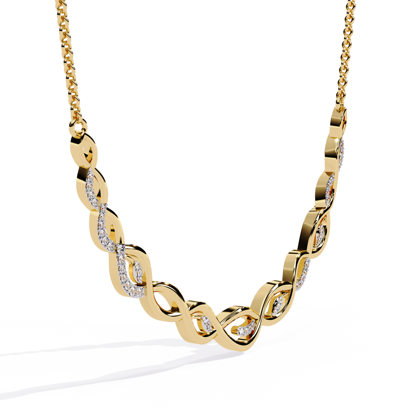 "Infinity Serenade" Diamond and Gold Intertwined Necklace - 0.18Ct