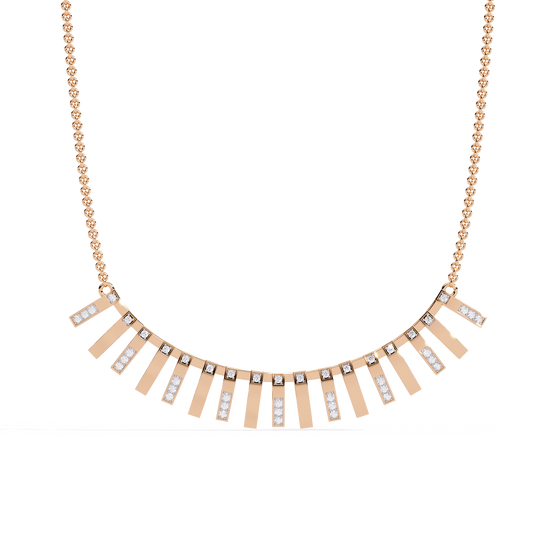 "Art Deco Radiance" Gold and Diamond Bar Necklace - 0.29Ct Round Brilliant-Cut