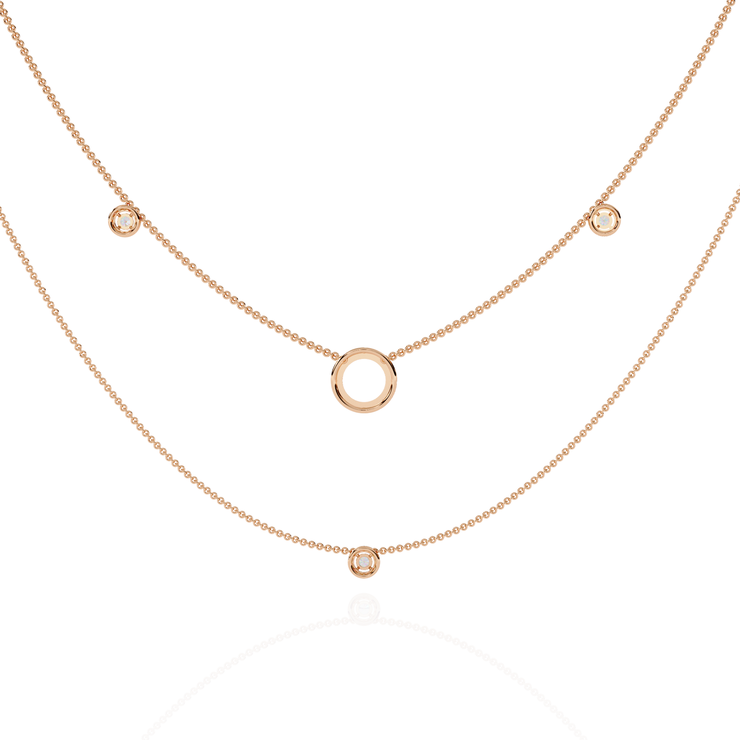 Eternal Halo Layered Gold Necklace (0.46 CTW) Round Brilliant-Cut Diamonds