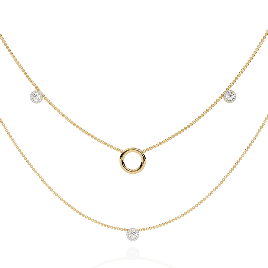 Eternal Halo Layered Gold Necklace (0.46 CTW) Round Brilliant-Cut Diamonds