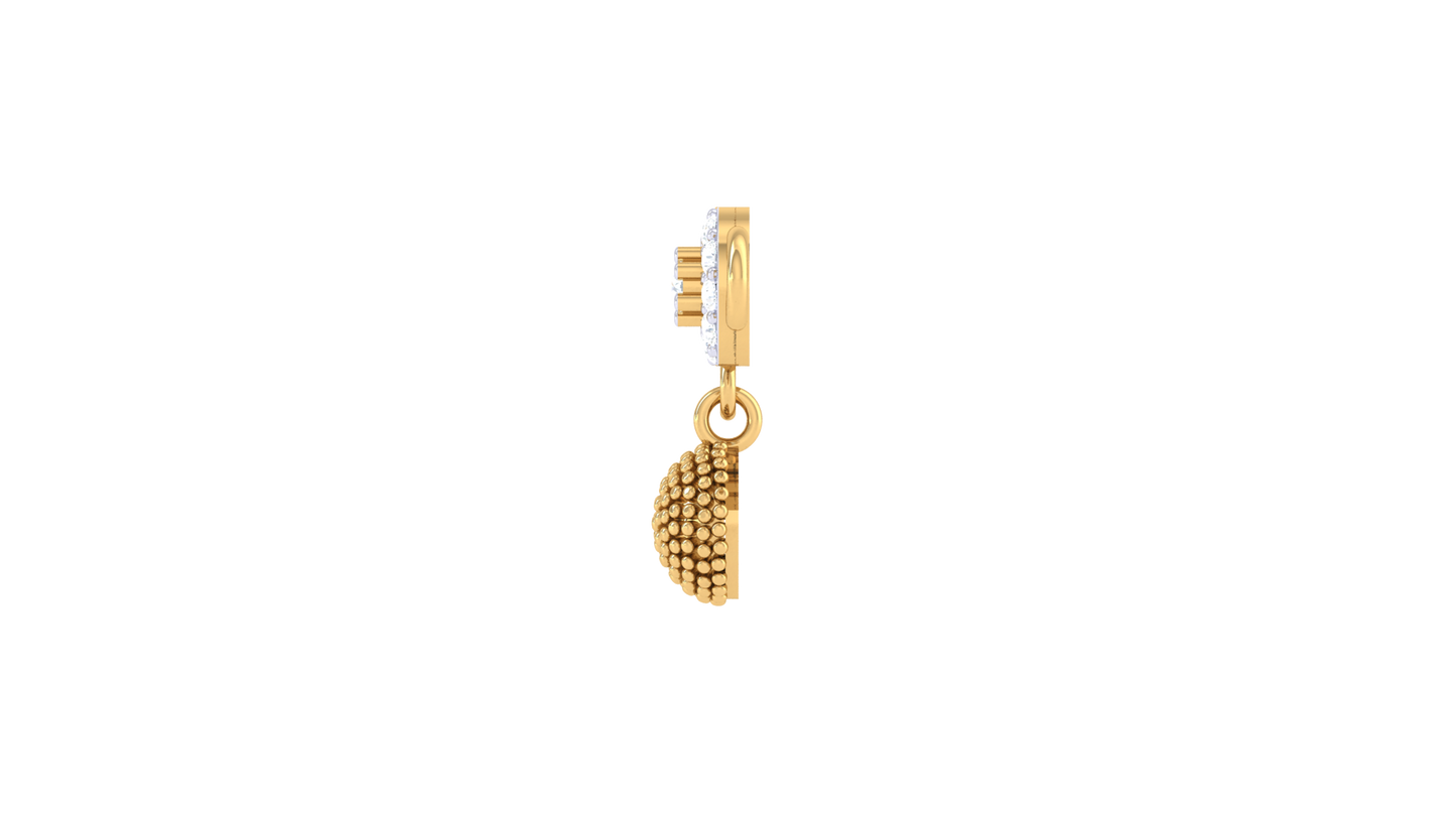 Linear Cluster Charm Gold Pendent - 0.40 Ct Pave Set Diamonds