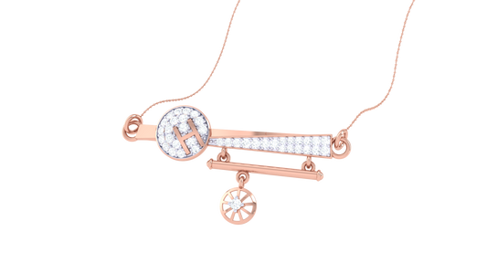 Initial 'H' Diamond Pendent with Bar and Wheel Motif – 0.26 Ct