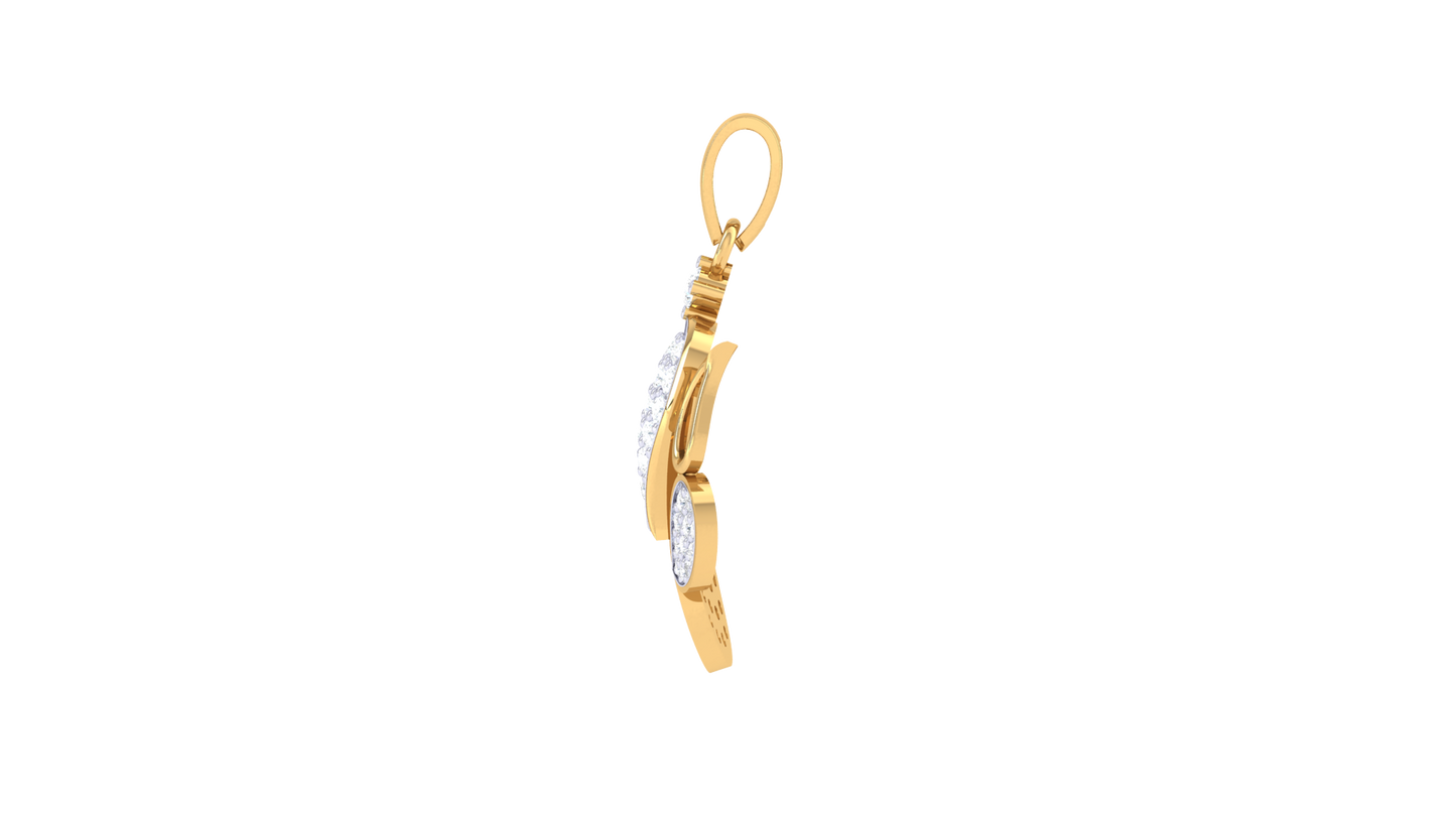 Elegant Teardrop Ganesha Gold Pendant - 0.25 Ct Diamond Accents