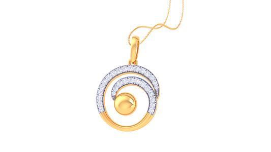Celestial Grace Golden Pendent – 0.38 Ct Brilliant Diamonds In Concentric Sparkle