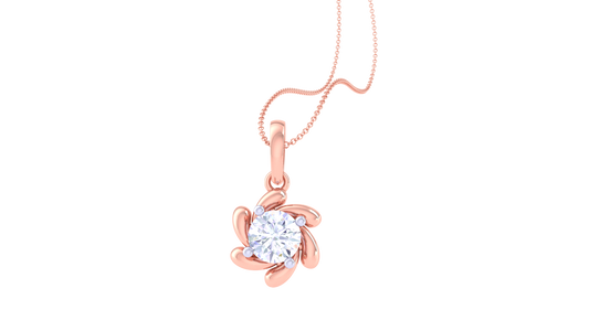 Floral Classic Solitaire Pendant In Gold – 0.59 Ct Round Doamond