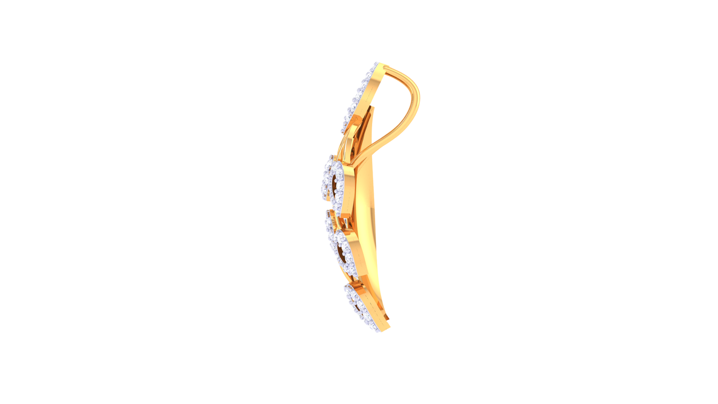 Whispering Leaves Cluster Pendent In Gold - 0.60 Ct Round Cut Diamonds