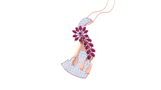 Crimson Vine Pendent In Gold - 0.86 Ct Brilliant Round Diamonds