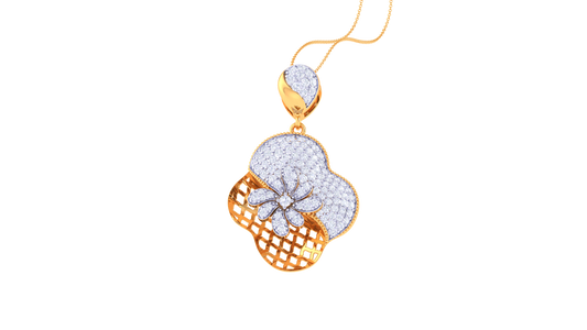 Blooming Floral Pendent In Gold - 1.37 Ct Round Cut diamonds With Timeless luxury and Modern Style