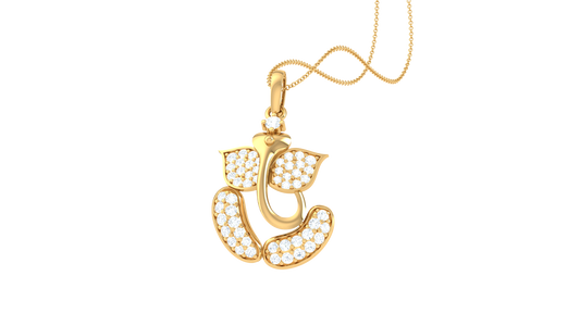 Divine Vinayak Pendant In Gold - 0.33 Ct Brilliant Cut Diamonds
