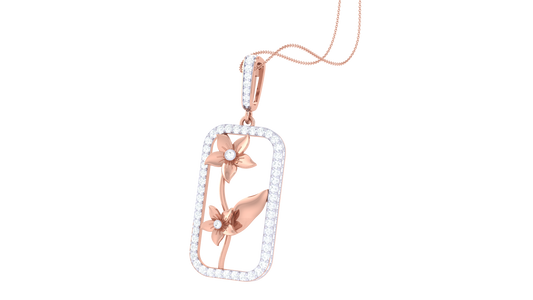 Graceful Floral Motif Gold Pendant - 0.73 ct Brilliant Cut Diamonds