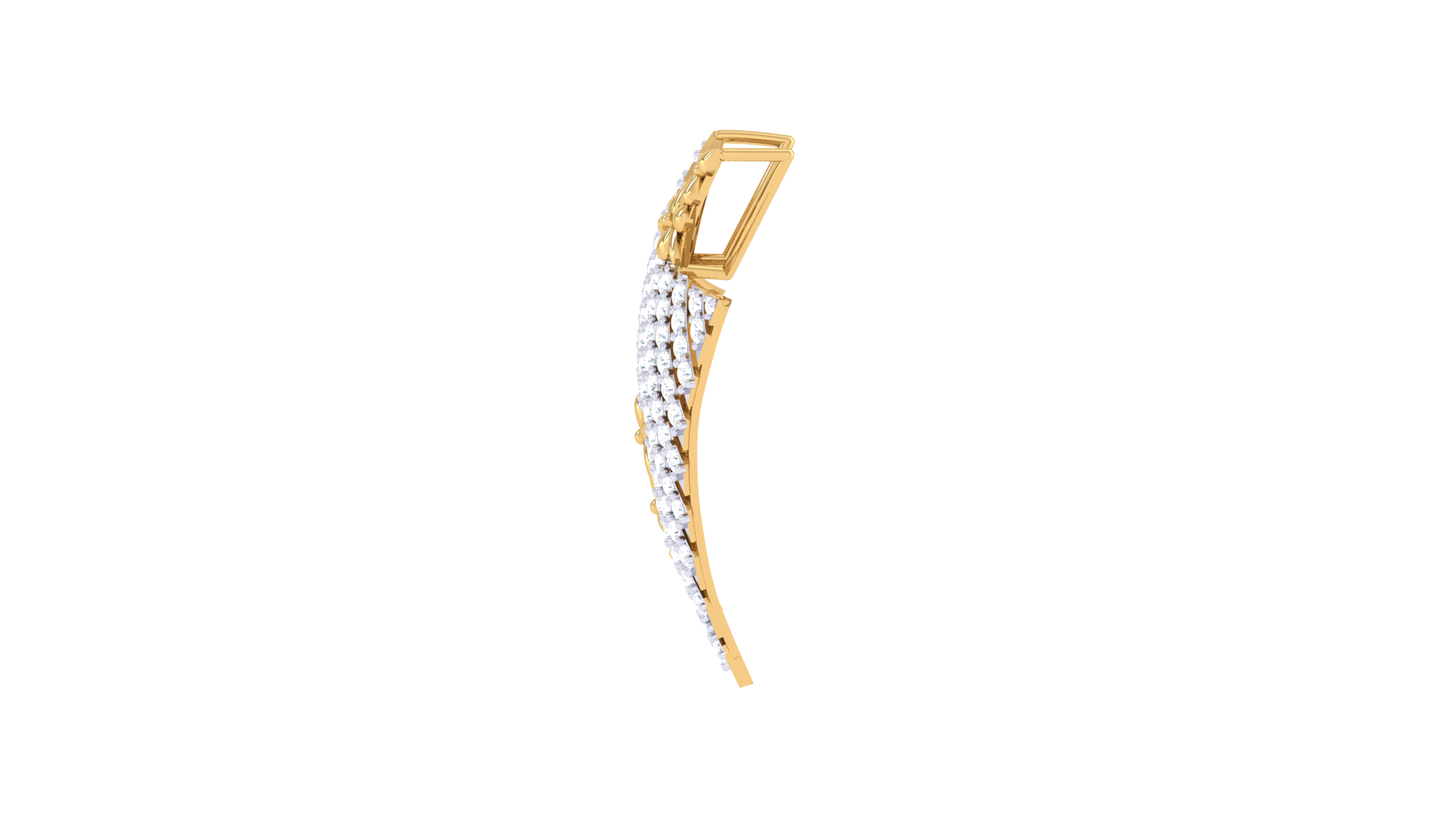 Overlapping Triangle & Floral Motif Gold Pendant - 0.55 Ct Dazzling Diamonds