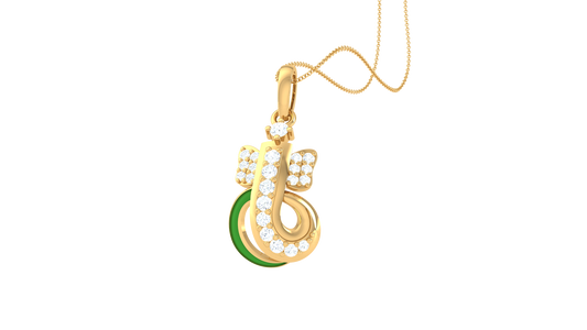 Ornate Loop Ganesha Pendant In Gold - 0.14 Ct Dazzling Diamond