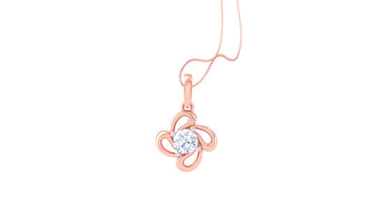 Golden Petal Solitaire Pendant In Gold - 0.59 Ct Round Diamond
