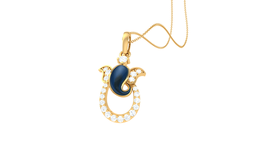 Divine Ganesha Pendant In Gold - 0.15 Ct Brilliant Cut Diamonds