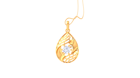 Lattice Teardrop Pendant In Rose Gold - 0.59 Ct Diamond In Center