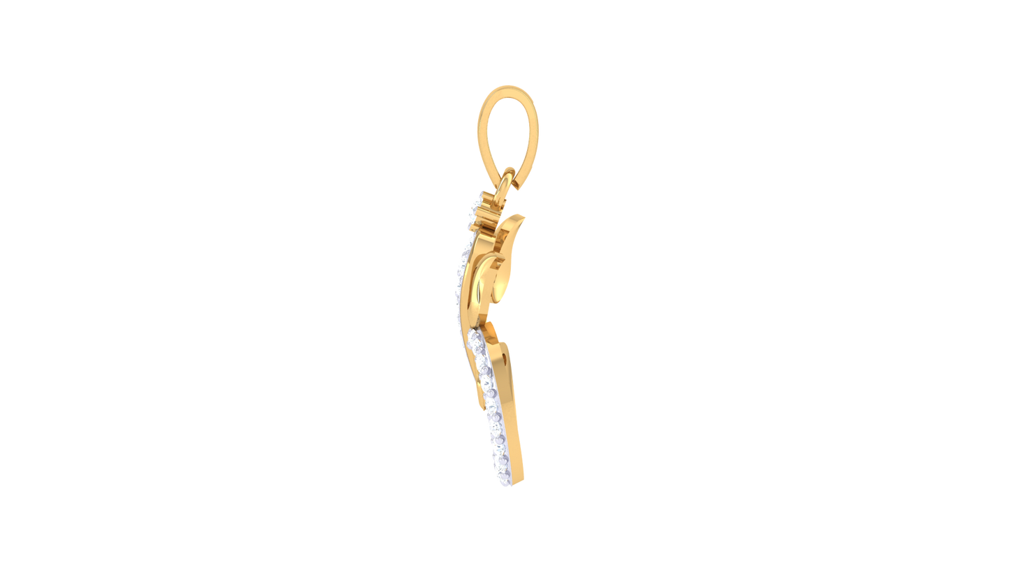 Divine Gajanan Pendant In Gold - 0.15 Ct Diamond Accents