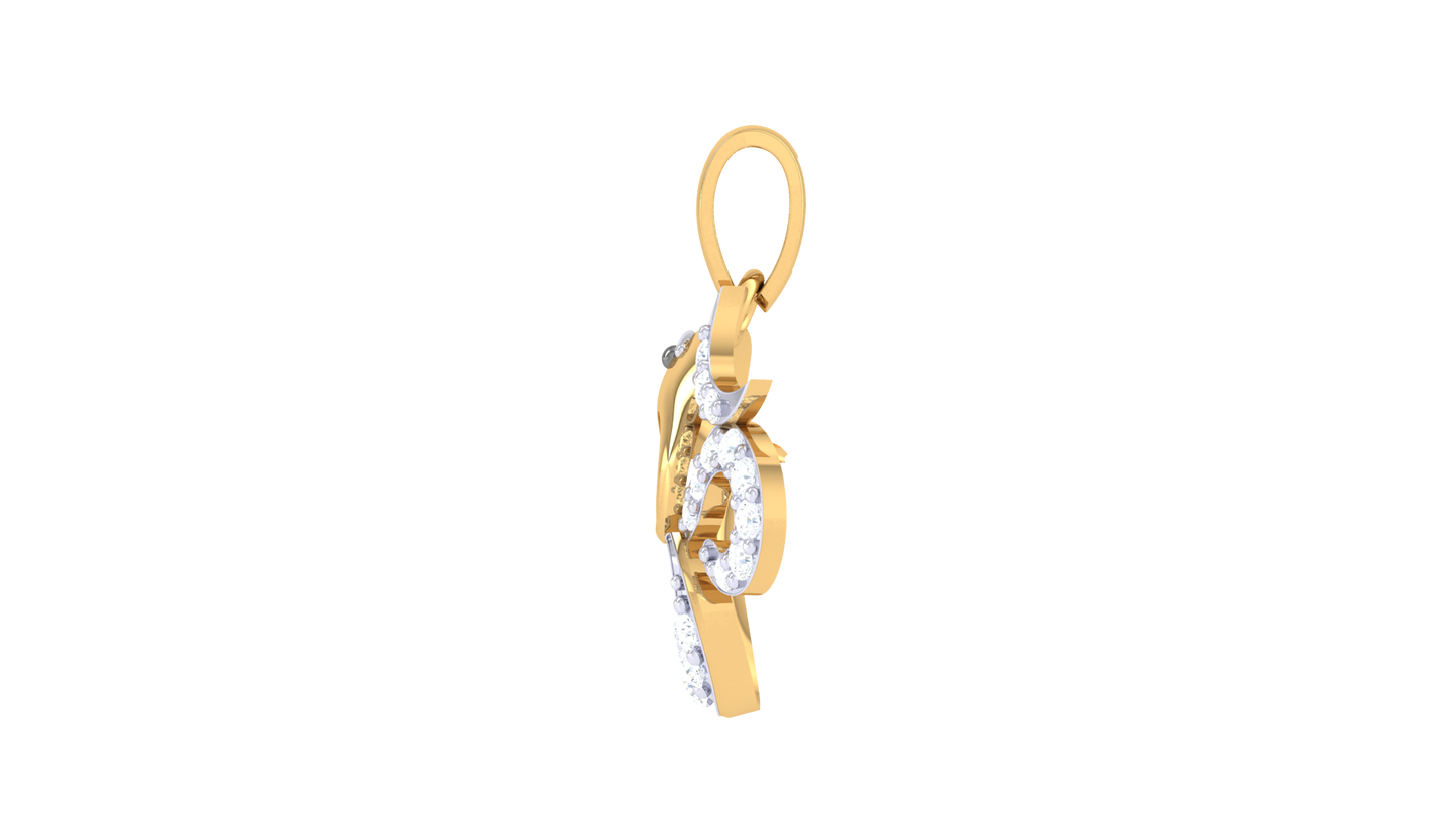 Divine Om Pendant In Gold - 0.11 Ct Diamond Embellishments