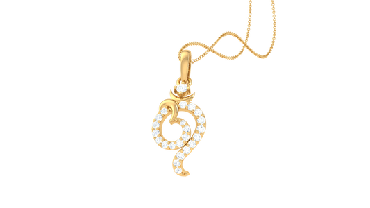 Melodic Bloom Om Pendant In Gold – 0.16 Ct Brilliant Diamonds