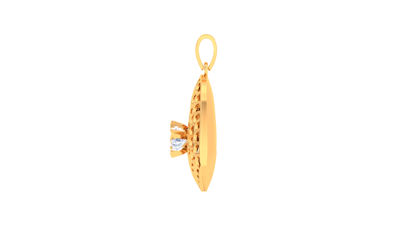 Honey Heart Pendant In Yellow Gold - 0.59 Ct Diamond In Center