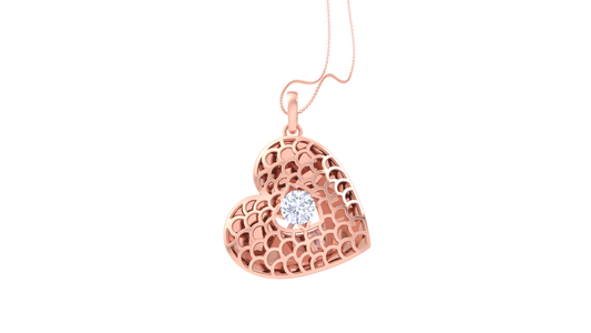 Honey Heart Pendant In Yellow Gold - 0.59 Ct Diamond In Center
