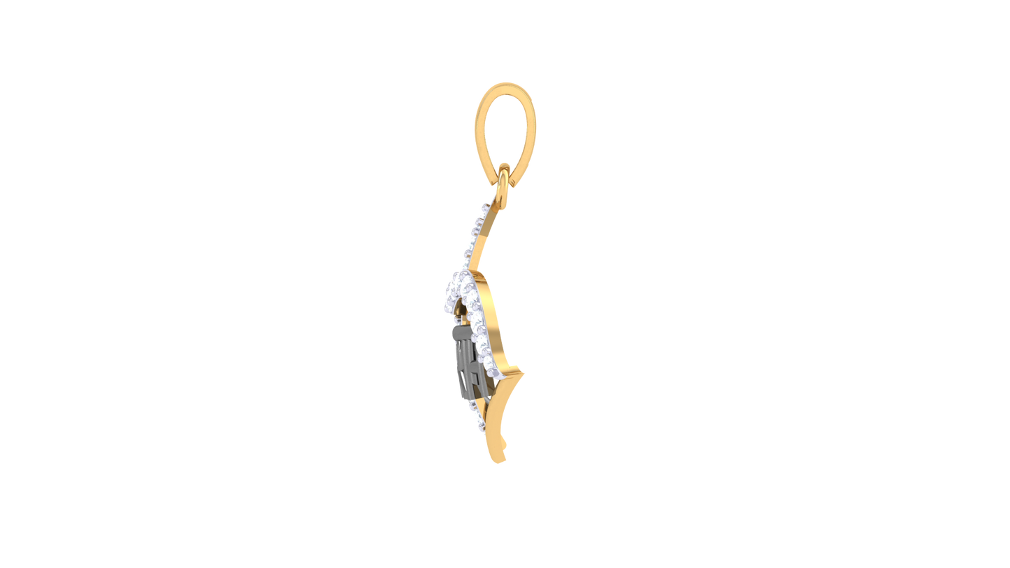 Shri Ram Bow & Arrow Pendant In Gold - 0.17 Ct Diamonds
