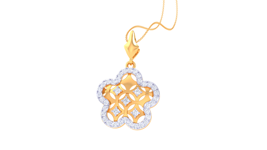 0.41 Ct - Floral Radiance Diamond Pendant in Gold