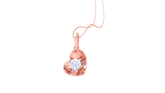 Enchanted Heart Solitaire Pendent - 0.59 Ct Round Diamond In Gold