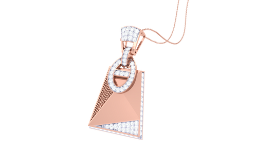 Geometric Elegance Gold Pendant - 0.65 Ct Brilliant Cut Diamonds